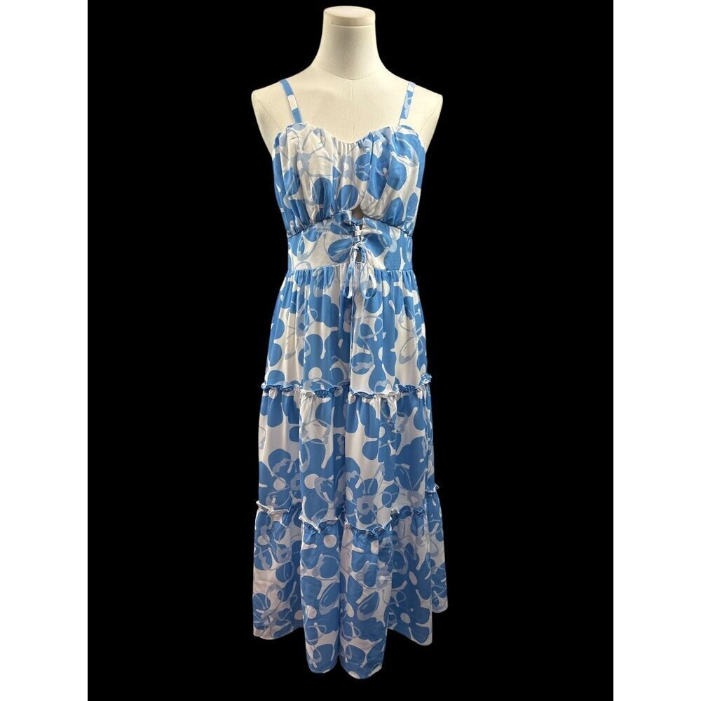 Women’s Grace Karin Medium Blue & White Floral Maxi Dress